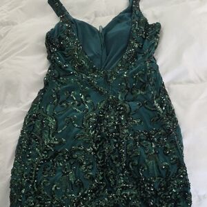 B Darlin Teal Sequin Gown
